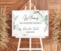 Tablica powitalna na salę weselną 50x70cm białe róże, tablica weselna w ramce do postawienia na sztalugę