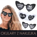 CZARNE okulary z naklejką na firmową imprezę, imprezy integracyjne dla firm
