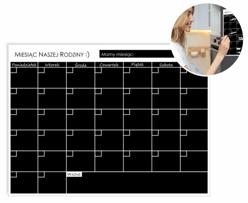 40x30cm Czarny planer magnetyczny Kalendarz na lodówkę suchościeralny