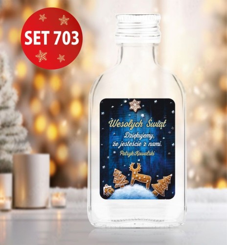 Butelka 100ml personalizowana z życzeniami, upominek firmowy na Święta