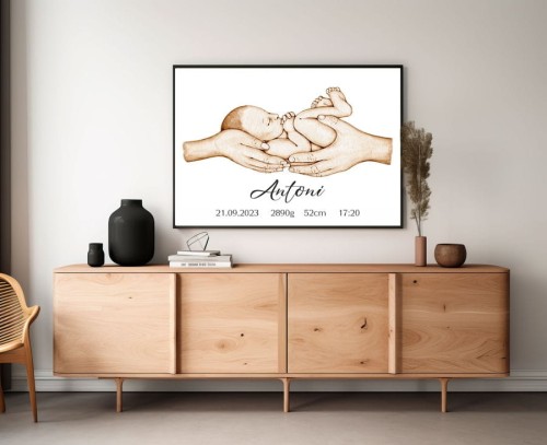 Plakat Ścienny Obraz Personalizowany Narodziny dziecka