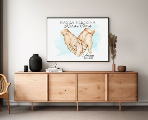 Personalizowany plakat Obraz Rodzice z dzieckiem