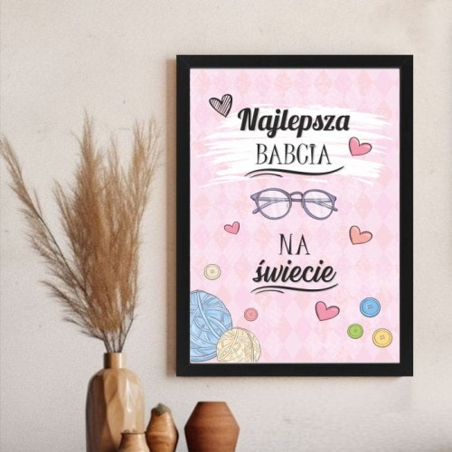Plakat dla Babci tabliczka do powieszenia na ścianie, Upominek na Dzień Babci