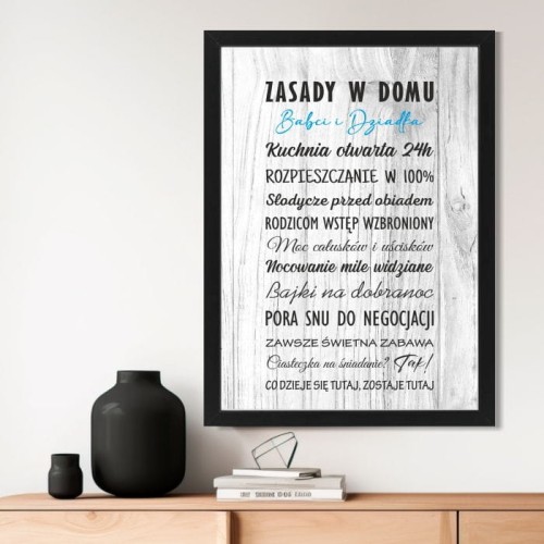 Plakat Zasady w domu Babci i Dziadka, Prezent dla Dziadków, Dzień Babci i Dziadka