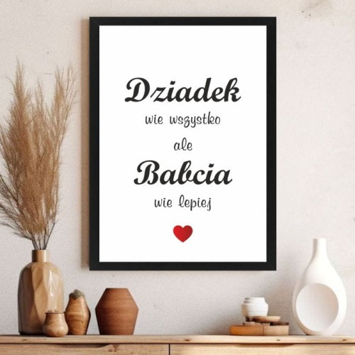Plakat na Dzień Babci i Dziadka, Dziadek wie wszystko ale Babcia wie lepiej
