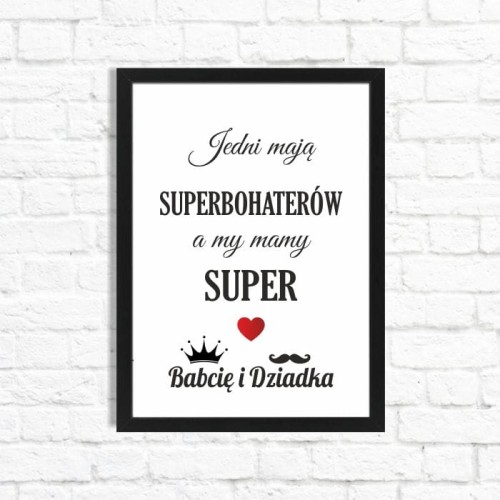 Plakat na Dzień Babci i Dziadka "SUPERBOHATEROWIE", Prezent dla Prababci i Pradziadka