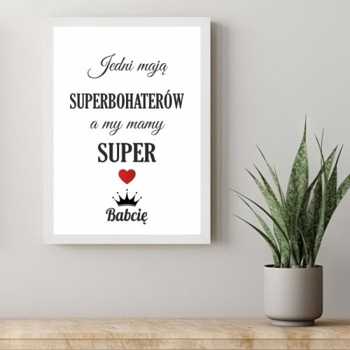 Plakat dla Babci lub Prababci, tabliczka dla Superbabci od wnuków