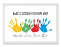 Prezent na dzień Babci i Dziadka Ramka z imionami i odciskami dłoni , personalizowany prezent dla Dziadków