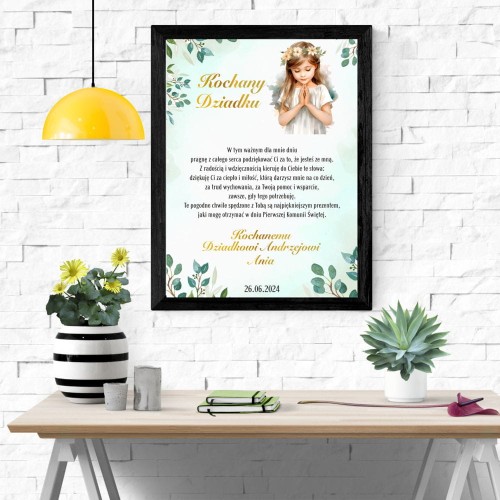 Obraz podziękowanie dla Dziadka z okazji Pierwszej Komunii Świętej od wnuczki