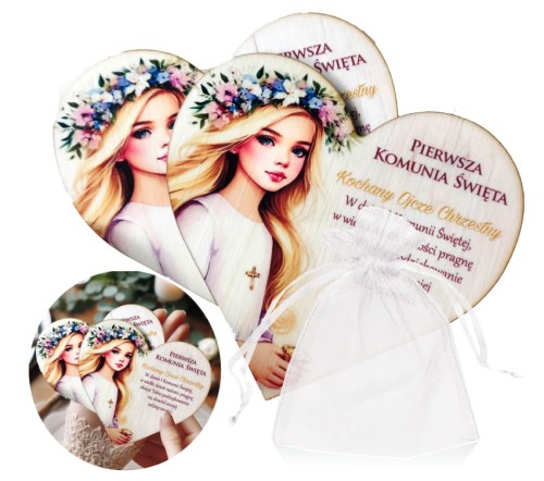 Podziękowanie dla Rodziców Chrzestnych Komunię , dziewczynka jasne włosy