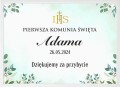Tablica powitalna na I Komunię Zielone liście eukaliptusa, eukaliptus ramka plakatowa
