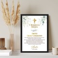 Podziękowanie dla Taty Chrzestnego Plakat z dedykacją na I Komunię Świętą z krzyżem i eukaliptusem