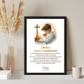 Podziękowanie dla Ojca Chrzestnego Plakat z dedykacją na I Komunię Świętą od chrześniaka z krzyżem