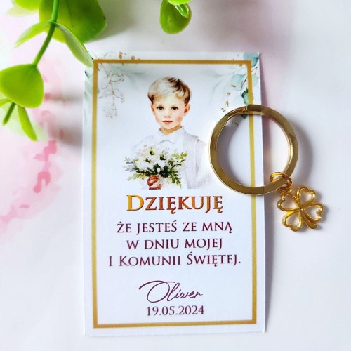 Podziękowanie Breloczek na szczęście upominek dla gości I Komunii
