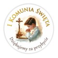 naklejki Dziękujemy za przybycie na upominki komunijne dla gości, naklejka dla chłopca