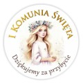 Naklejka na komunię z dziewczynką o blond włosach
