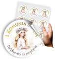 naklejki Dziękujemy za przybycie na upominki komunijne dla gości od dziewczynki