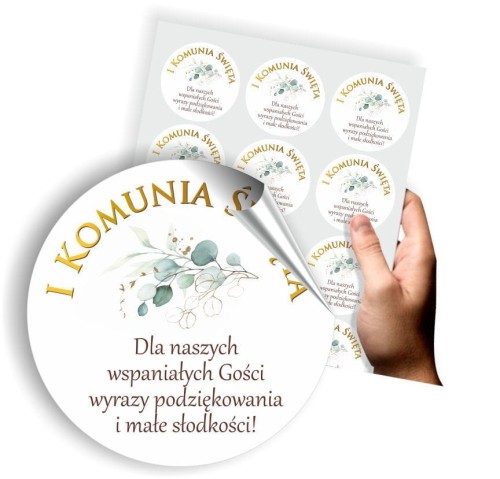 naklejki Dziękujemy za przybycie na upominki komunijne dla gości