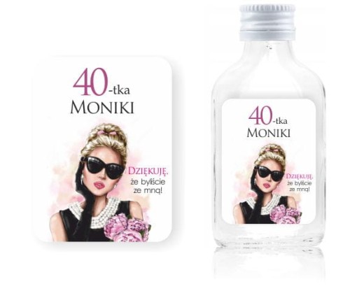 Naklejki na butelki 100ml piersiówkę Urodziny 50-tka 40stka
