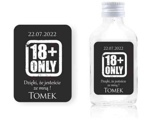 Naklejki na butelki 100ml na 18stkę osiemnastka 18stka