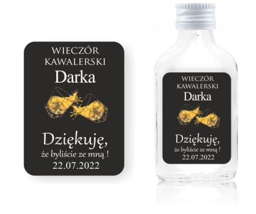 Naklejka na alkohol, butelkę setkę, piersiówkę 100ml Wieczór Kawalerski