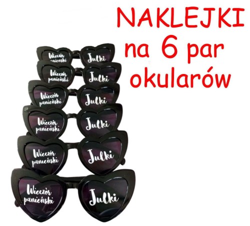 ZESTAW 6szt. Naklejki na okulary w kształcie serca na 6 par okularów