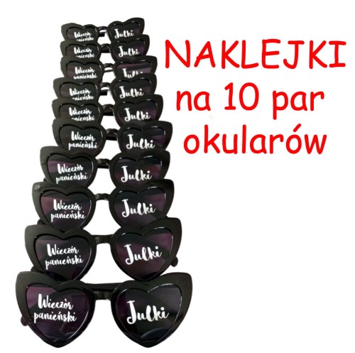 ZESTAW 10szt. Naklejki na okulary w kształcie serca na 10 par okularów