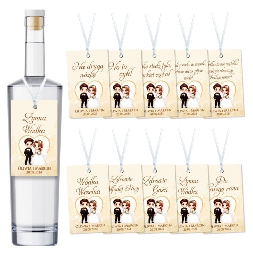 Zestaw 10 x zawieszki na alkohol Mix 10 tekstów, Zawieszki na wódkę weselną