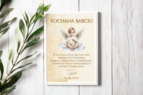 Obraz w ramie Podziękowanie dla Babci z okazji Chrztu Świętego