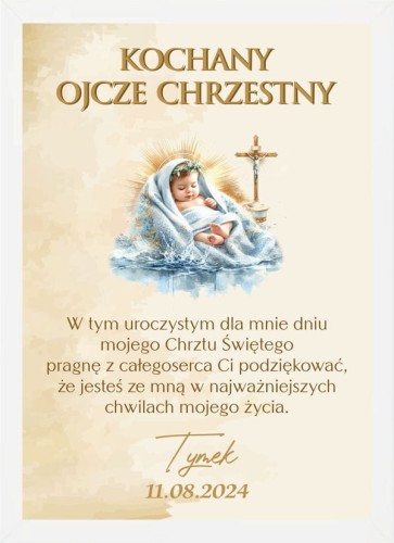 Personalizowany obraz w ramie Podziękowanie dla Chrzestnych