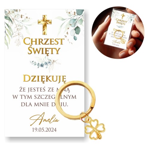Prezent dla gości na Chrzest, breloczek, imię dziecka