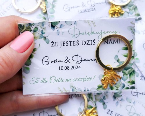 Podziękowanie dla gości Breloczek na szczęście z dowolną zawieszką Liście eukaliptusa