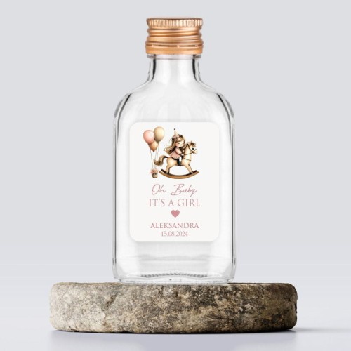 Podziękowanie na Baby Shower It's a girl, Personalizowana butelka, to dziewczynka
