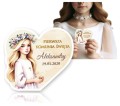 Podziękowanie dla gości na komunię, magnes, dziewczynka blond włosy