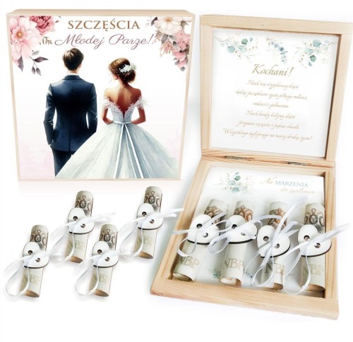 Prezent na ŚLUB Pudełko na pieniądze na ŚLUB Pamiątka dla młodej pary BOX