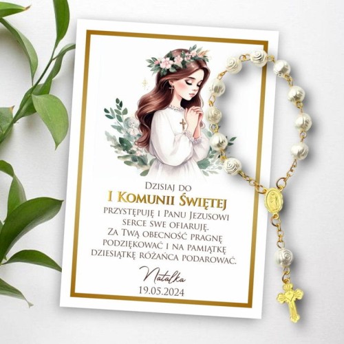 Podziękowanie Różaniec dla gości I Komunia Dziewczynki