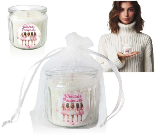 Wieczór Panieński ŚWIECZKA + WOREK pamiątka PREZENT PODZIĘKOWANIE ŚWIECA