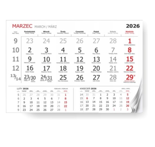 kalendarz papierowy 2026