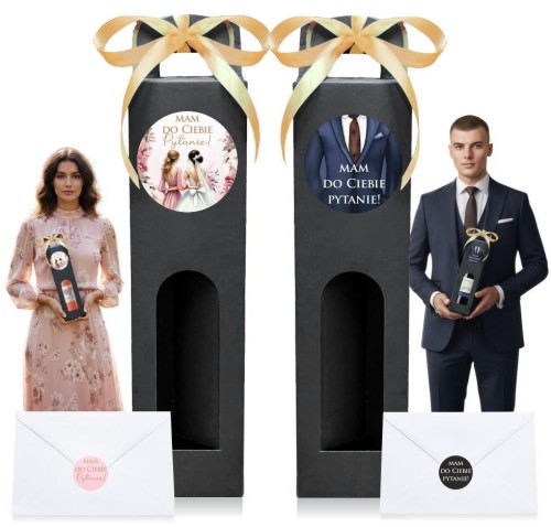 PROŚBA O ŚWIADKOWANIE PUDEŁKO NA WINO 2szt. PYTANIE DLA ŚWIADKÓW ŚWIADEK