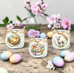 OZDOBA WIELKANOCNA ZESTAW 3 świeczki Świeca ŚWIECZKA ZAPACHOWA w SZKLE