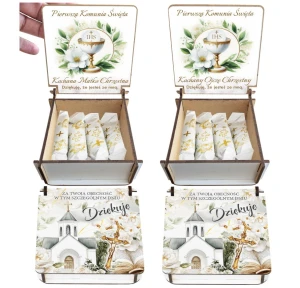 Podziękowanie dla Rodziców Chrzestnych KOMUNIA Pudełko na słodycze 2szt.