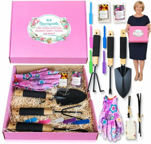 PREZENT DLA NAUCZYCIELA NA ZAKOŃCZENIE ROKU ZESTAW NARZĘDZI OGRODOWYCH BOX PODZIĘKOWANIE DLA WYCHOWAWCY