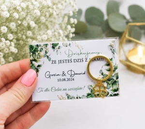 Podziękowanie dla gości weselnych – Personalizowany breloczek z zawieszką