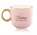 Różowy kubek porcelanowy 380 ml w zestawie dla Świadkowej