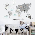 MAPA ŚWIATA Zwierzęta Naklejka dla dzieci