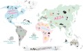 MAPA ŚWIATA Zwierzęta Naklejka dla dzieci MAP3503