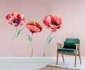 Czerwone MAKI Kwiaty Akwarela Naklejki na ścianę