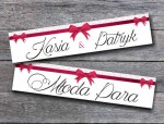 Tablice rejestracyjne ślubne Czerwona kokarda - Młoda Para TAB010