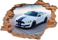 naklejka Biały Ford MUSTANG 944 w niebieskie pasy, mgła
