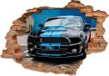 Naklejka Czarny Ford MUSTANG 947 w niebieskie pasy